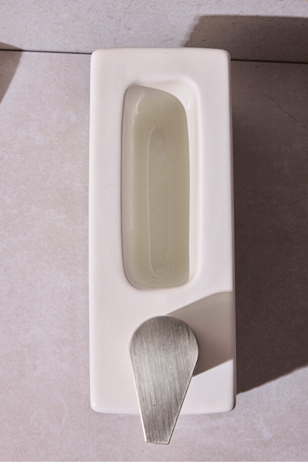 Porcelain Kitchen Liquid Soap Dispenser - 750ml Ribbed Design
