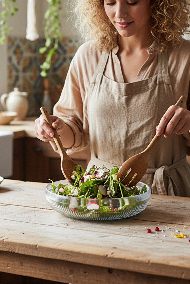 Large Glass Salad and Fruit Bowl - Scandinavian Style 26 Cm