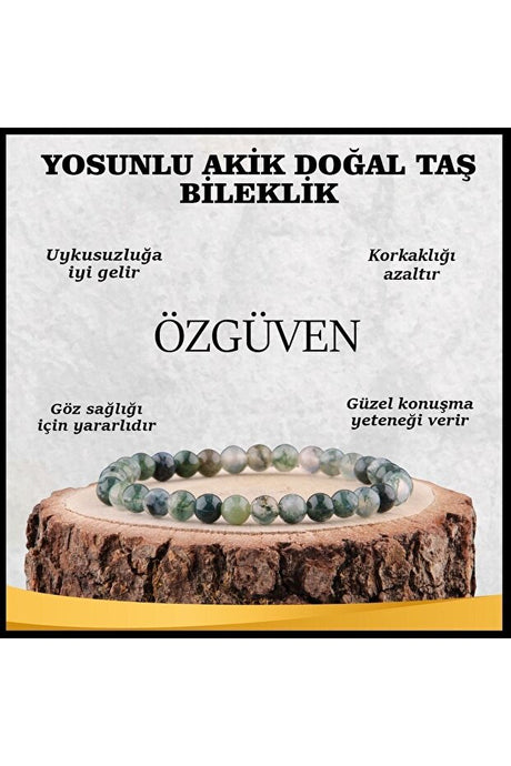 Moss Agate Natural Stone Self-Confidence Bracelet - 18-19 cm