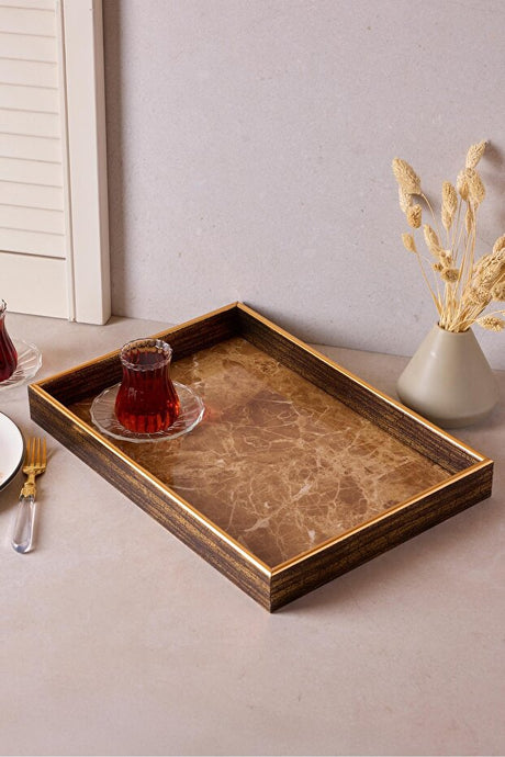 Turin Brown Marble Serving Tray - 28x40 cm