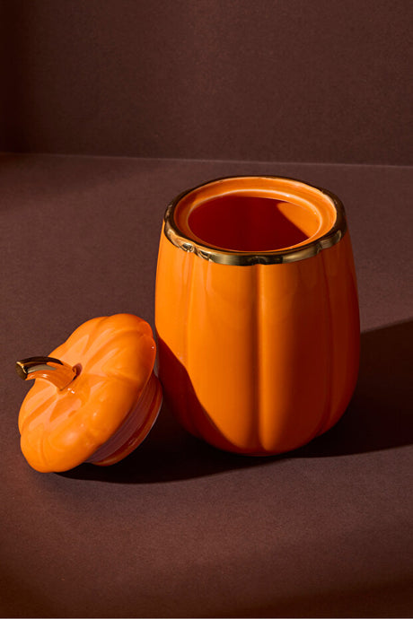 Decorative Pumpkin Lidded Porcelain Jar 13x8.5 cm