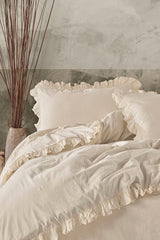 100% Cotton Ruffled Washed Double Duvet Cover Set 200x220cm