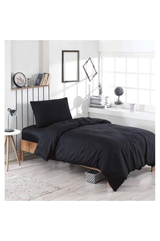 Single Black Duvet Cover Set - 1 Duvet + 1 Pillowcase