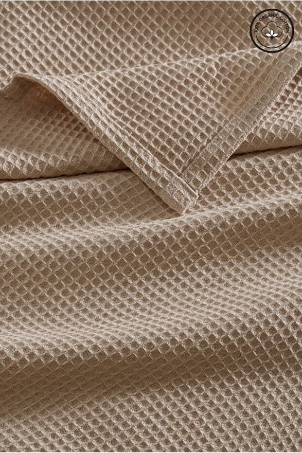 100% Organic Cotton Waffle Weave Single Bedspread 160x230cm