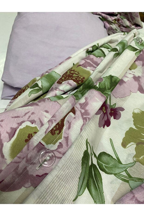 Double 4-Piece Cotton Blend Duvet Cover Set with Fitted Sheet