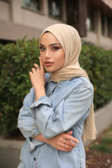 Bufanda Hijab de Jersey Suave - Beige