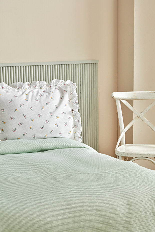 Lidya 100% Cotton Double Pique Set - Floral Green