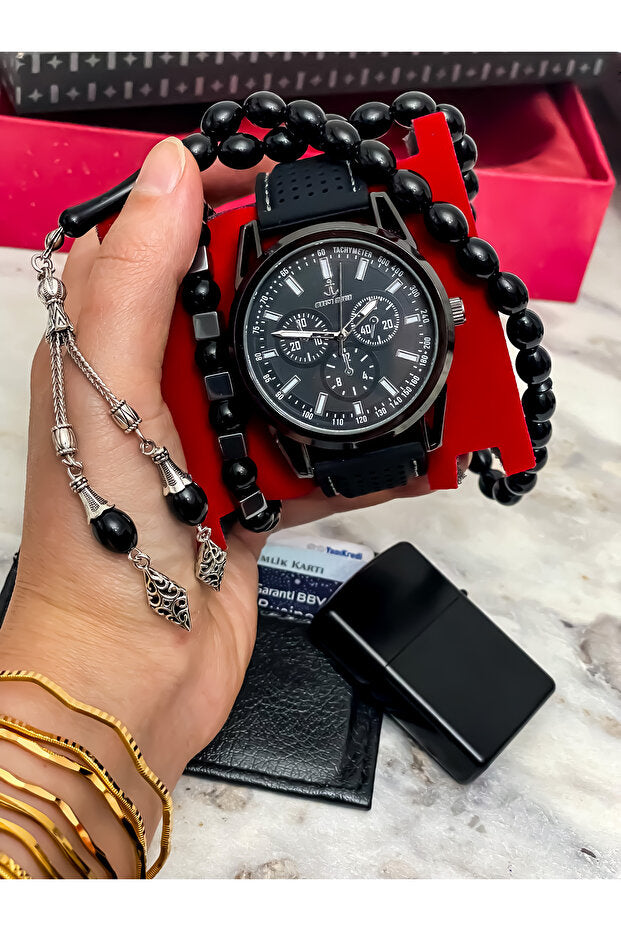 Men's Gift Set - Watch, Lighter, Prayer Beads & Card Holder