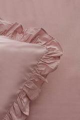 Pure Ruffle 100% Cotton Double Duvet Cover Set - Powder Pink