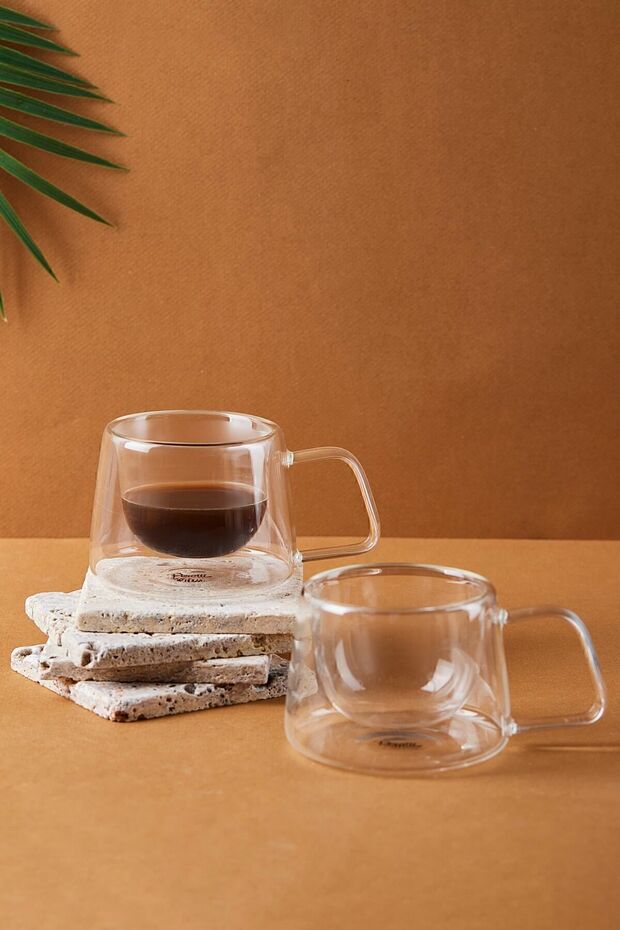 Double Walled Glass Mug - 200ml Insulated Cup