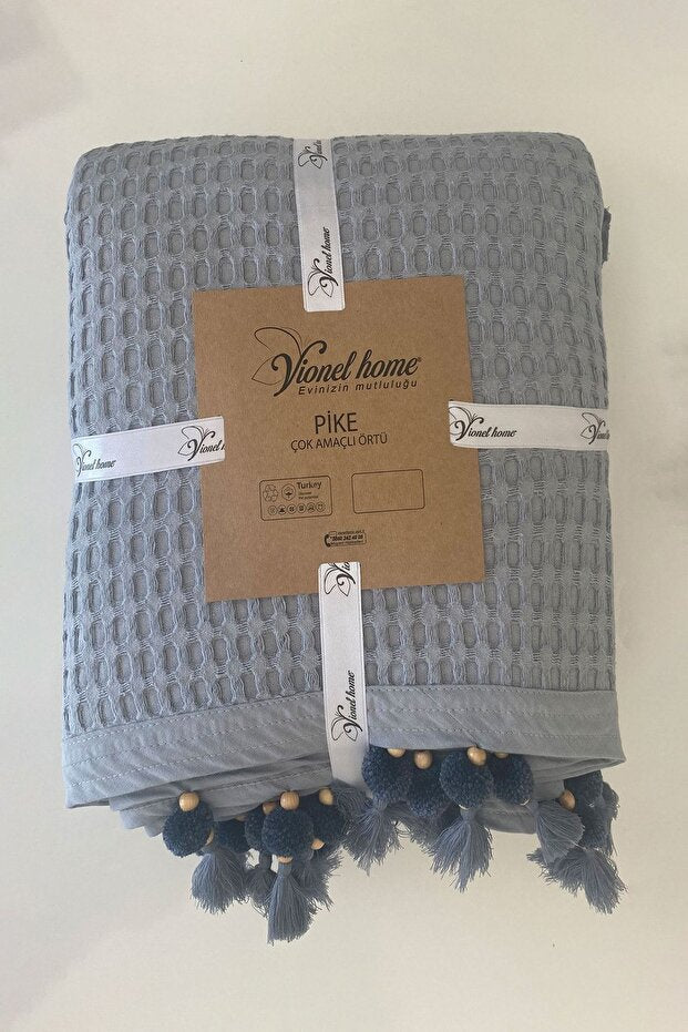 100% Cotton Double Waffle Bedspread Pike - Grey