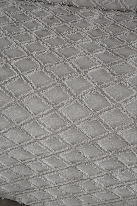 Vesya Double 3-Piece Grey Diamond Pique Bedding Set