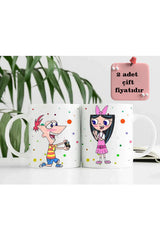 Phineas & Isabella Themed Coffee Mugs - 2 x 300ml Set