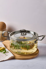 3.5 L Glass Cooking Pot with Elegant Silver Handles