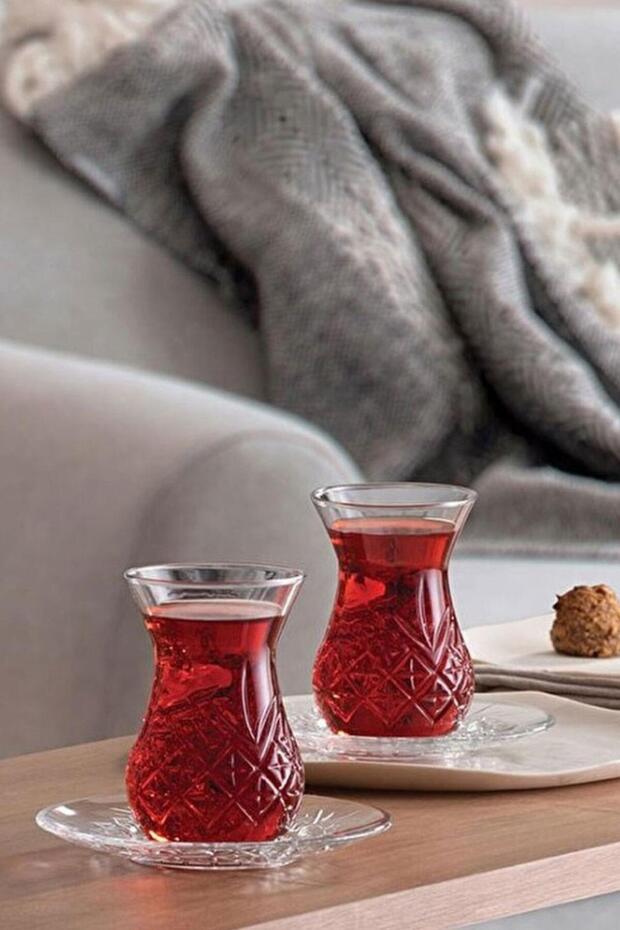 Premium Pasabahce Tijdloos Geslepen Kristallen Turkse Theeglas Set - 12 Stuks - 3,5 kg