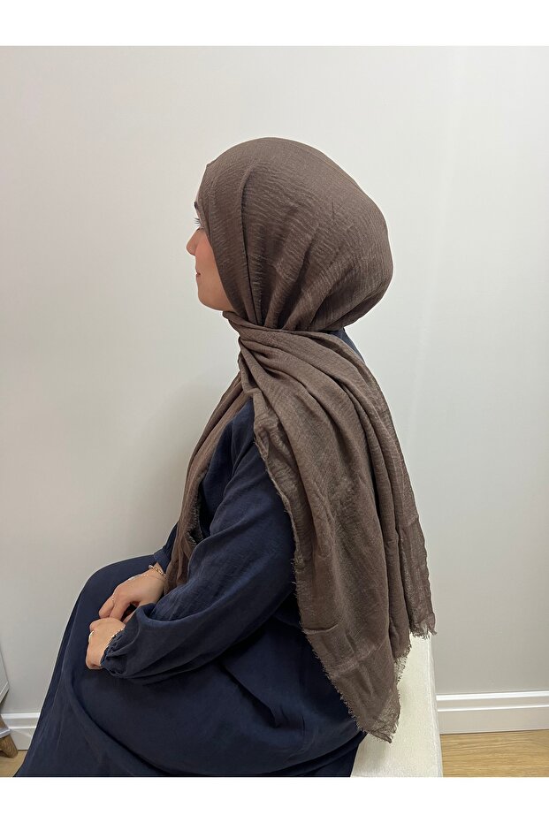 Dusty Coffee Crinkled Shawl - Soft & Breathable