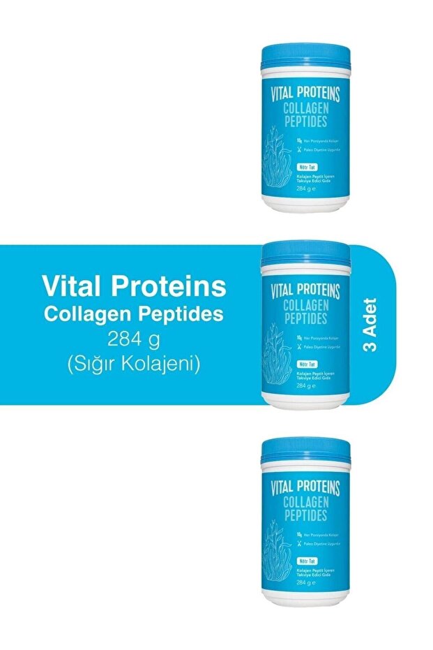 Collagen Peptides - 284g x 3 Jars, Bovine, Neutral Taste