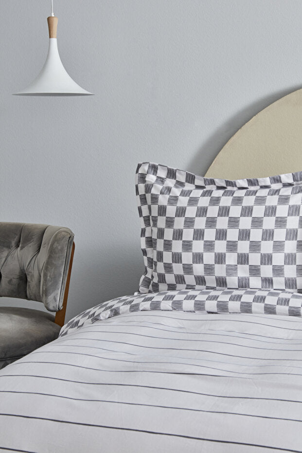 Cordova 100% Cotton Double Duvet Cover Set - Anthracite