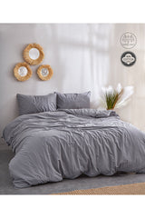 Grey 100% Cotton Double Duvet Cover Set