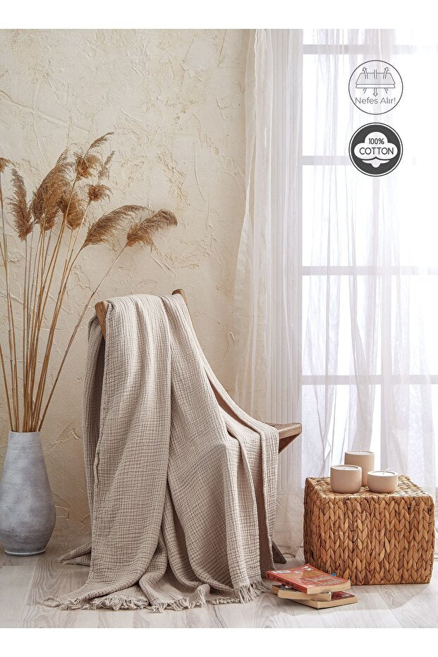Soft 4-Ply Muslin 100% Cotton Blanket - 200x220 cm