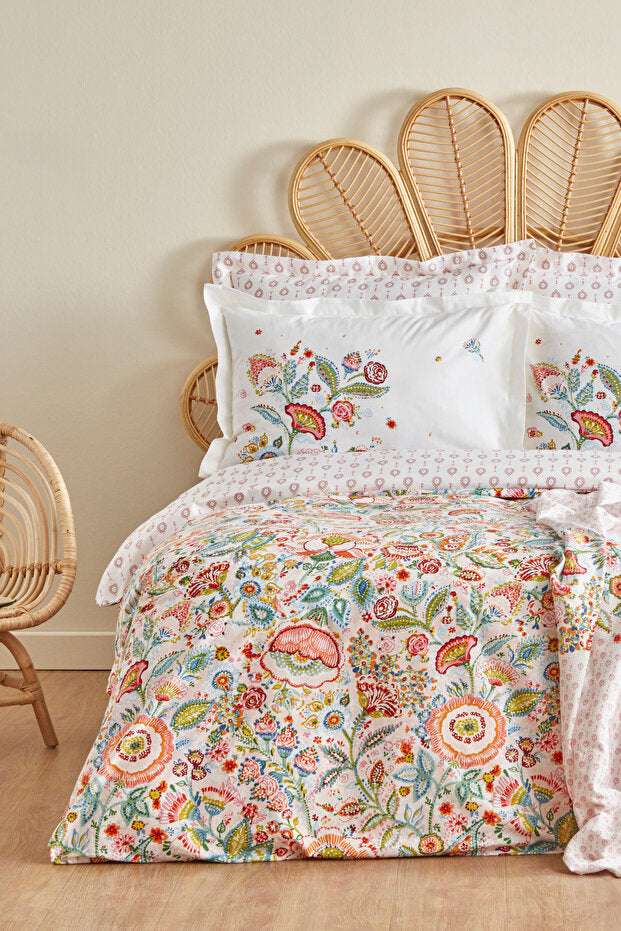 Sarthe 100% Cotton Double Duvet Cover & Pique Set - Multicolor