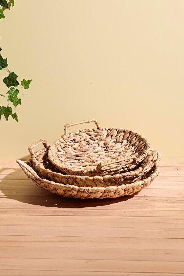 Woven Round Basket Set - 3 Pieces