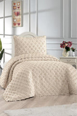 Konik Single 2-Piece Quilt Set - Beige