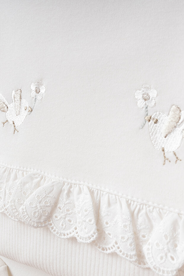 Ensemble de sortie de maternité 10 pièces pour nouveau-né - motif d'oiseau brodé