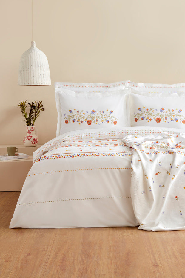 Clarice 100% Cotton Double Duvet Cover Pique Set
