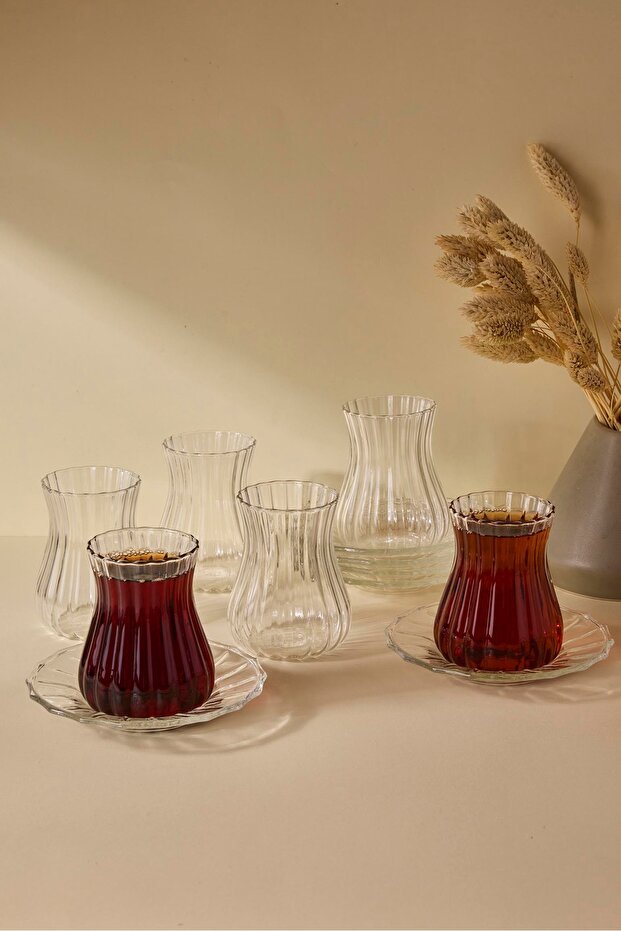 Borosilicate Glass Tea Set - 12 Pieces, 170ml Capacity