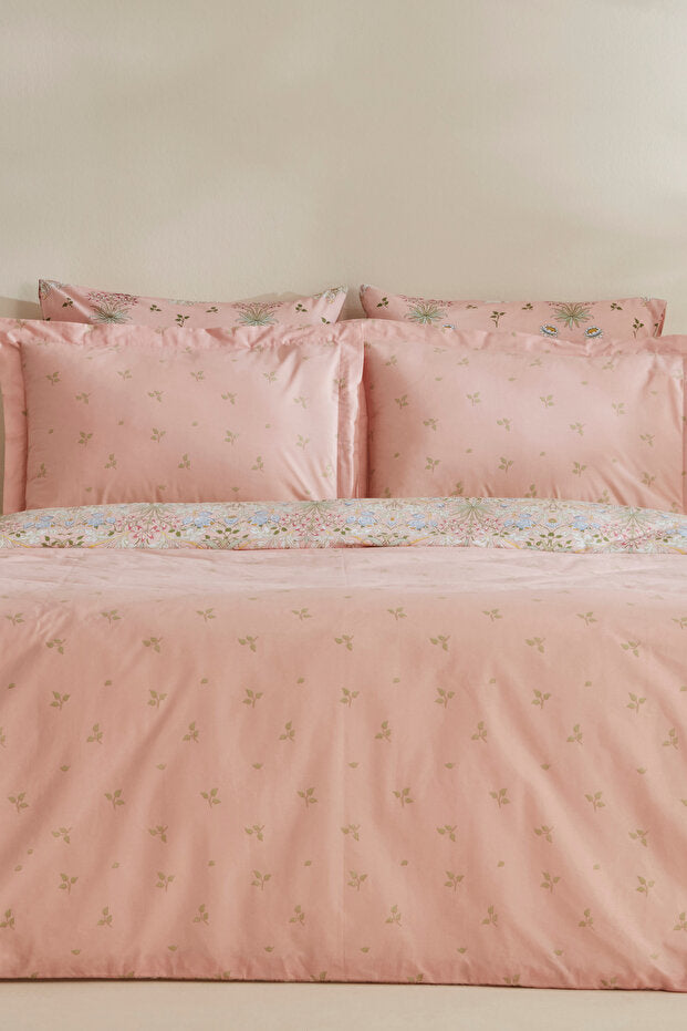 Flovy 100% Cotton Double Duvet Cover Set - Powder Pink