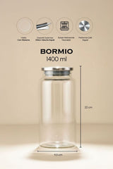 Metal Lid Glass Storage Jar - 1400ml Capacity for Pantry Organization
