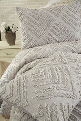 Double 3-Piece Grey Textured Pique Set