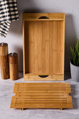 Bamboo Grated Cutting Board & Crumb Tray - 37 x 22 cm