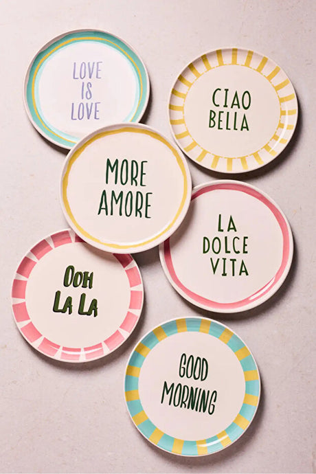 La Dolce Vita Inspired Pasta Plate Set - 21cm, Set of 6
