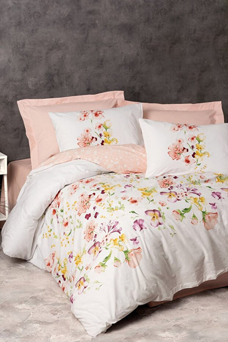 Emma Salmon Double Duvet Cover Set - 100% Cotton, 4 Pieces