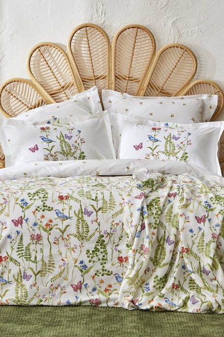 Nadia 100% Cotton Double Duvet Cover Set with Quilted Blanket