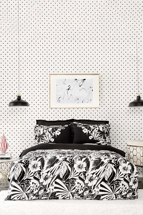 Pio Black Double Duvet Cover Set - 100% Cotton Sateen