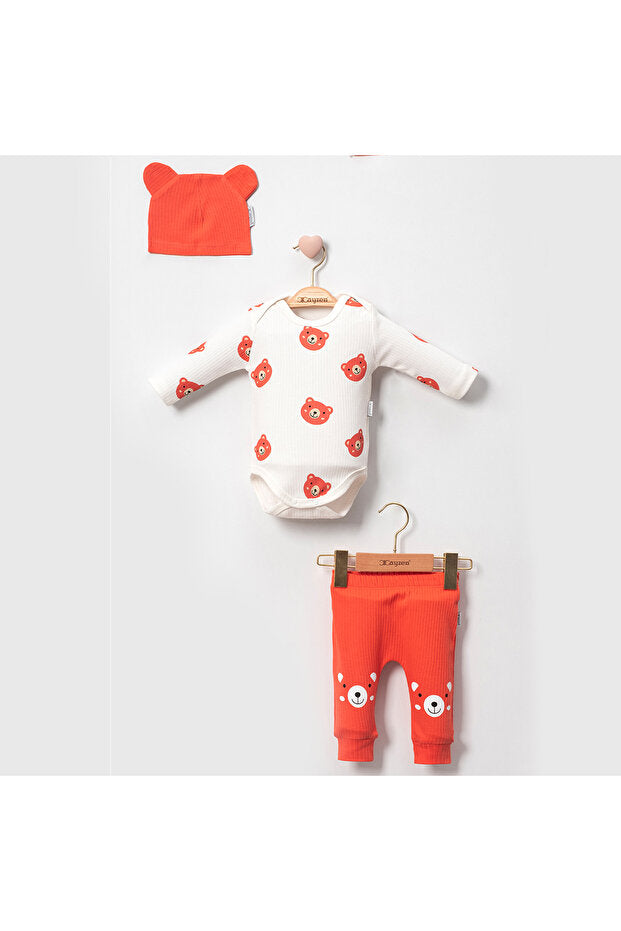 Baby Bear Print 3-Piece Newborn Hospital Exit Set - 3-6 Months