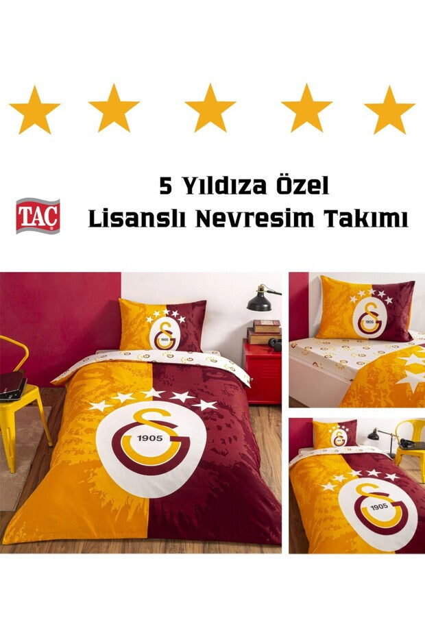 Licensed Galatasaray 5th Star Single 100% Cotton Duvet Cover Set