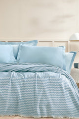 Gwen Single Pique Bedding Set - 3 Pieces, Ice Blue