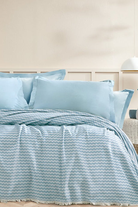 Gwen Single Pique Bedding Set - 3 Pieces, Ice Blue