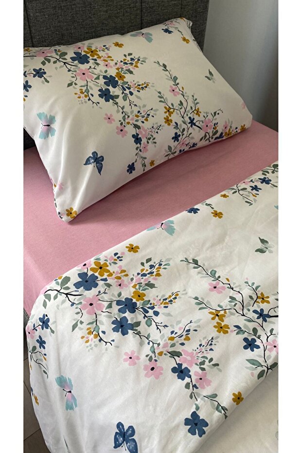 Tuğba Single Duvet Cover Set - 3 Pieces with Fitted Sheet