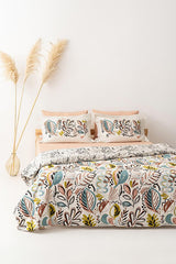 Gloria 100% Cotton Double Duvet Cover Set - Vibrant Leaf Design
