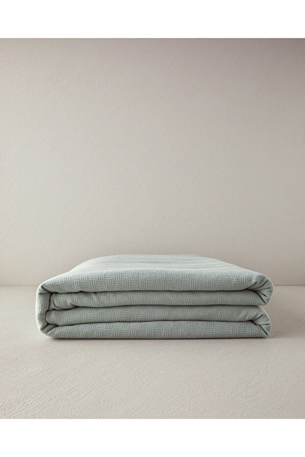 Plain 100% Cotton Double Pike - Green, 200x220 cm