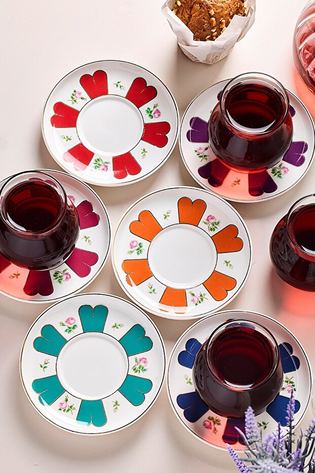 12-Piece Glass Tea Set with 210ml Cups and Saucers