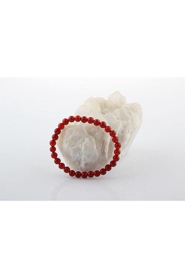 Red Agate Natural Stone Bracelet - 6mm Beads, 18-19cm, Gift Boxed