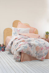 Kimela Pink Single Duvet Cover Set - Butterfly Design