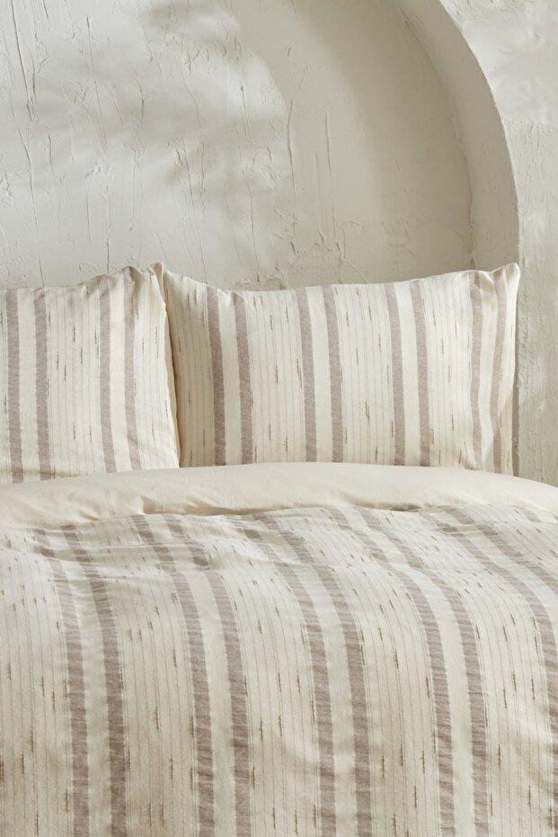 100% Cotton Double Duvet Cover Set - Beige 200x220cm