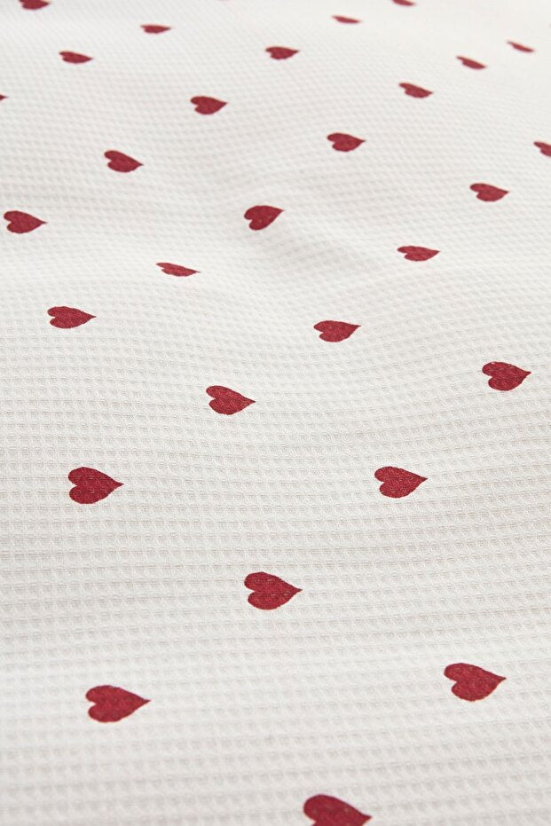 Amour 100% Cotton Double Pique Set - Red Hearts Design
